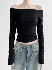 Pydshop Gothic Off-Shoulder Skinny Slash Neck Top