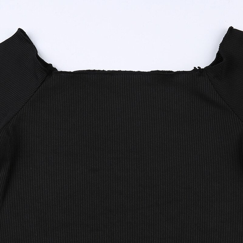 Pydshop Gothic Off-Shoulder Skinny Slash Neck Top
