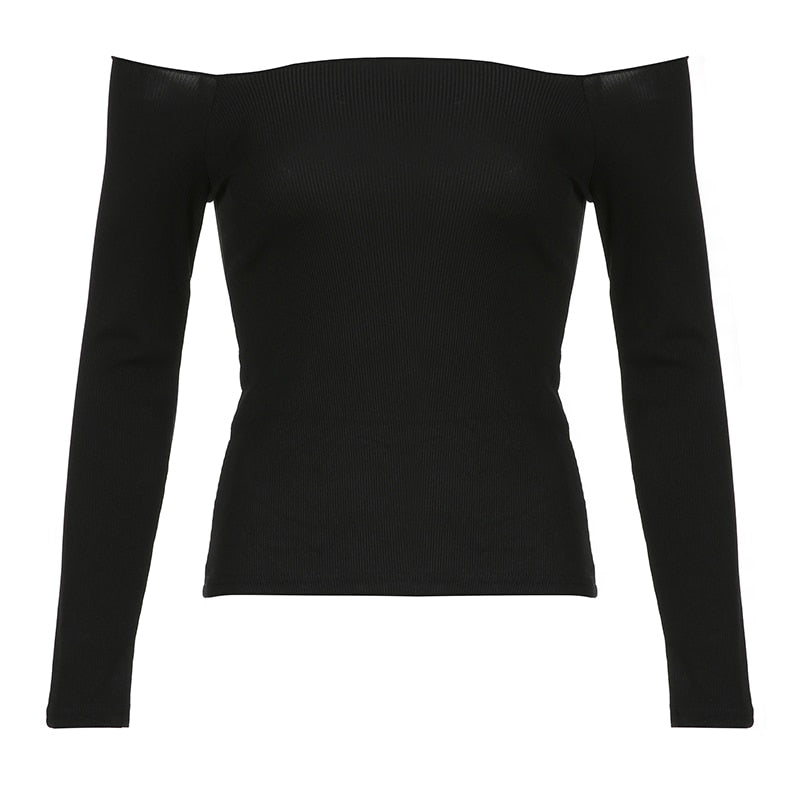 Pydshop Gothic Off-Shoulder Skinny Slash Neck Top
