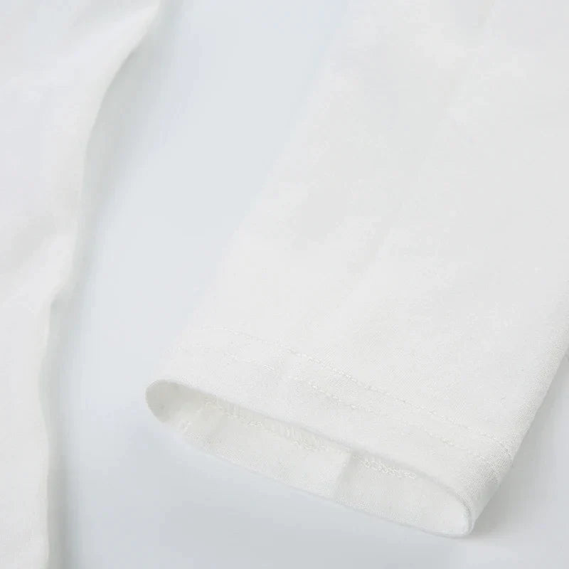 Pydshop 2024 Fashion Woman tops y2k style White Turtleneck Long Sleeves Top