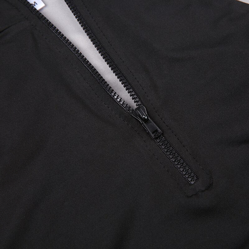 Pydshop Black Stripe Stand Collar Short Top
