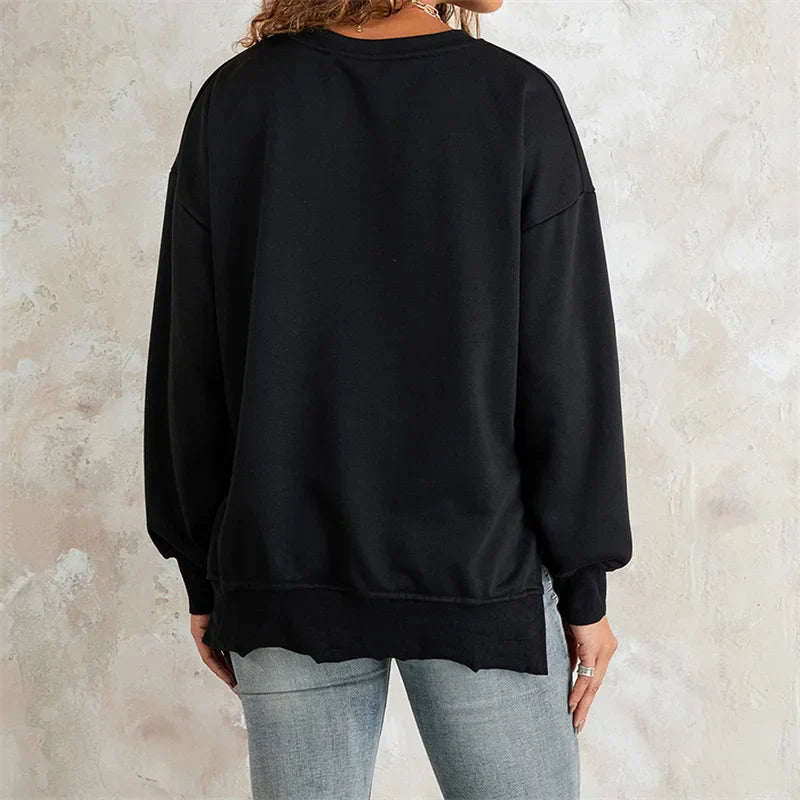 Pydshop Christmas Sequin Sweatshirt Funny Holiday Graphic Sweater Tops Print Crew Neck Long Sleeve Sweatshirts Women Party Clubwear