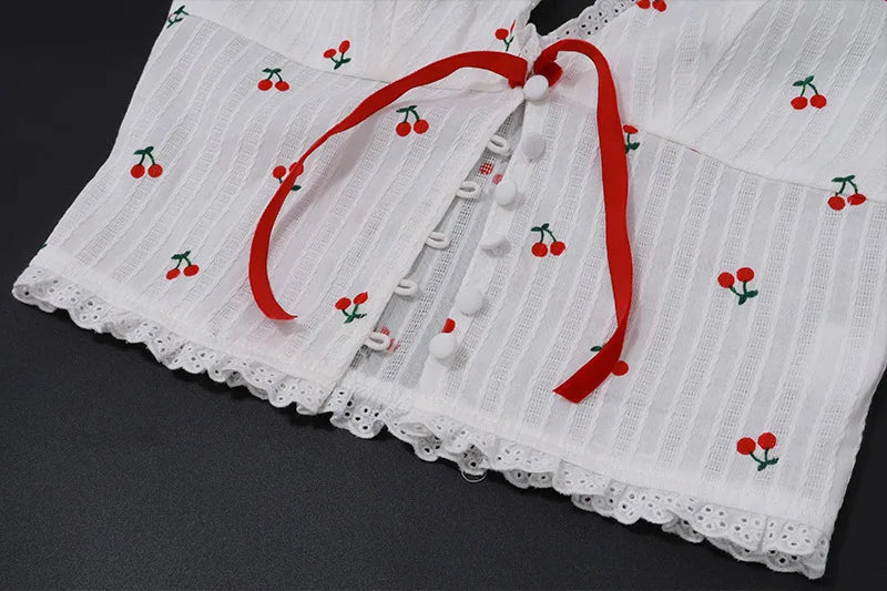 Pydshop Floral Knit Halter White Crop Top