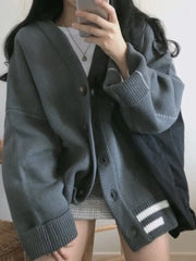 Pydshop Knitted Cardigan Sweaters Women Preppy Style School Warm Tops Knitwear 2024 Autumn Korean Fashion Kpop Patchwork