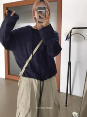 Pydshop Korean Retro Plaid Drawstring Hoodie Button Tops Women 2024 Autumn New Loose Blouses Y2k Grunge Long Sleeve Blusas Mujer Shirt