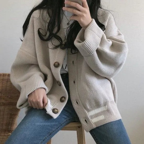 Pydshop Knitted Cardigan Sweaters Women Preppy Style School Warm Tops Knitwear 2024 Autumn Korean Fashion Kpop Patchwork