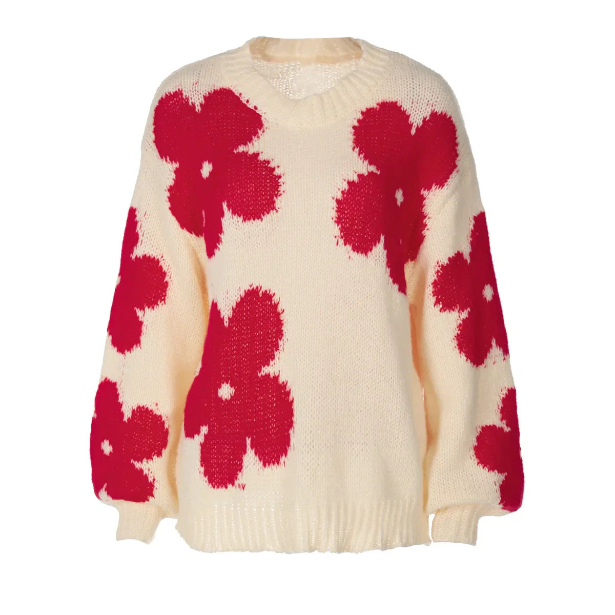 Pydshop Crochet Embroidered Sweater For Women 2024 Autumn Winter Fashion Loose Long Sleeve Knitted Pullover Top Female Casual