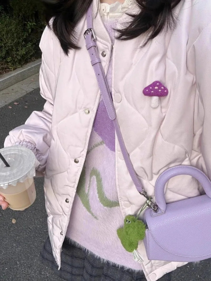 Pydshop Sweet Fashion Purple Waterproof Mink Pullovers Lazy All-match Loose Knitted Tops Women Y2k O-neck Long Sleeve Sweaters Mujer