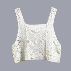 Pydshop Crochet Hollow Out Geometric Pattern Knitted Top