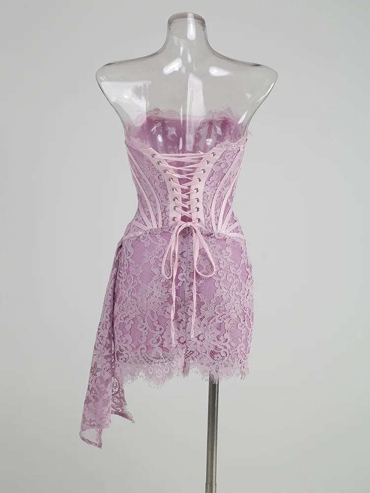 Lace Panel Corset Mini Dress