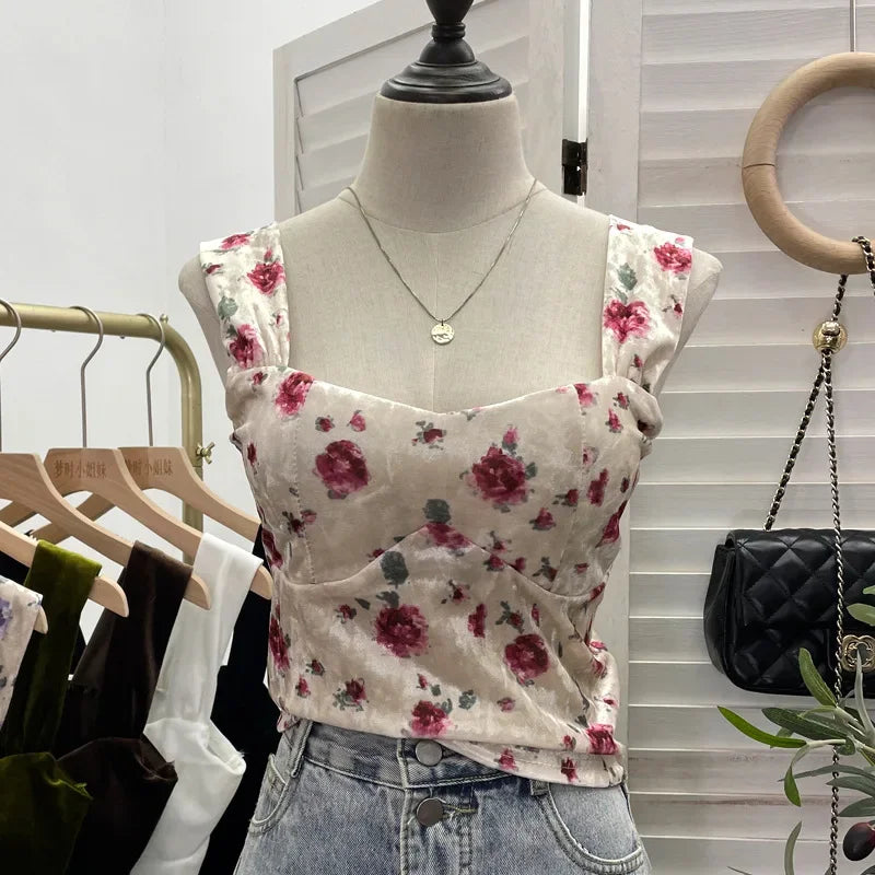 Pydshop Women's Sexy Vintage French Style Slim Fit Camisole Top Short Bandeau Tube Top With Padded Breasts Y2K Casual Party Streetwear
