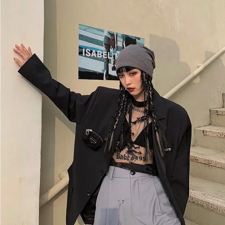 Pydshop Japanese O-neck Oversize Tee Shirt Summer Sexy See Through Mesh Lace T-shirt Y2k E-Girl Short Sleeve Bottoming Tops Women