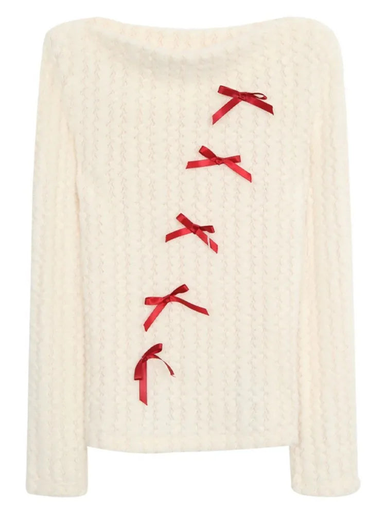 Pydshop Skew Collar Off Shoulder Knitted Tops Women 2024 Spring Autumn New Bottoming Pullovers Y2k Long Sleeve Slim Fit Sweaters