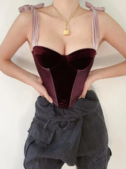 Pydshop Bow Sleeveless Solid Corset Top