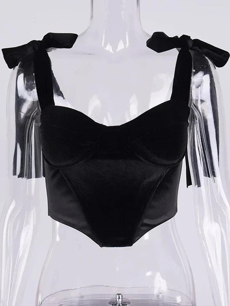 Pydshop Bow Sleeveless Solid Corset Top