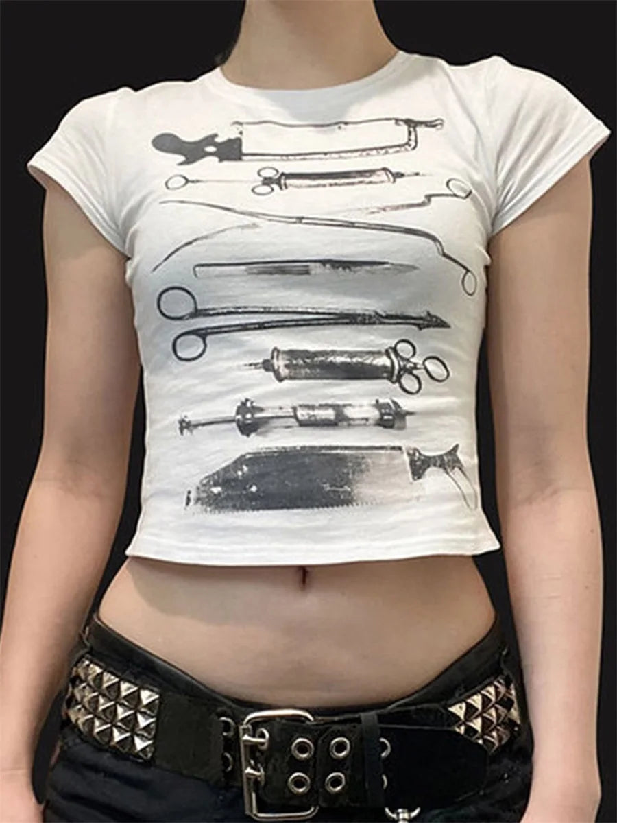 Pydshop Graphic Baby Tees for Women Personalized Y2k Cute Cropped Top Teen Girl Fitted T-Shirt Vintage Retro Grunge Clothes Streetwear