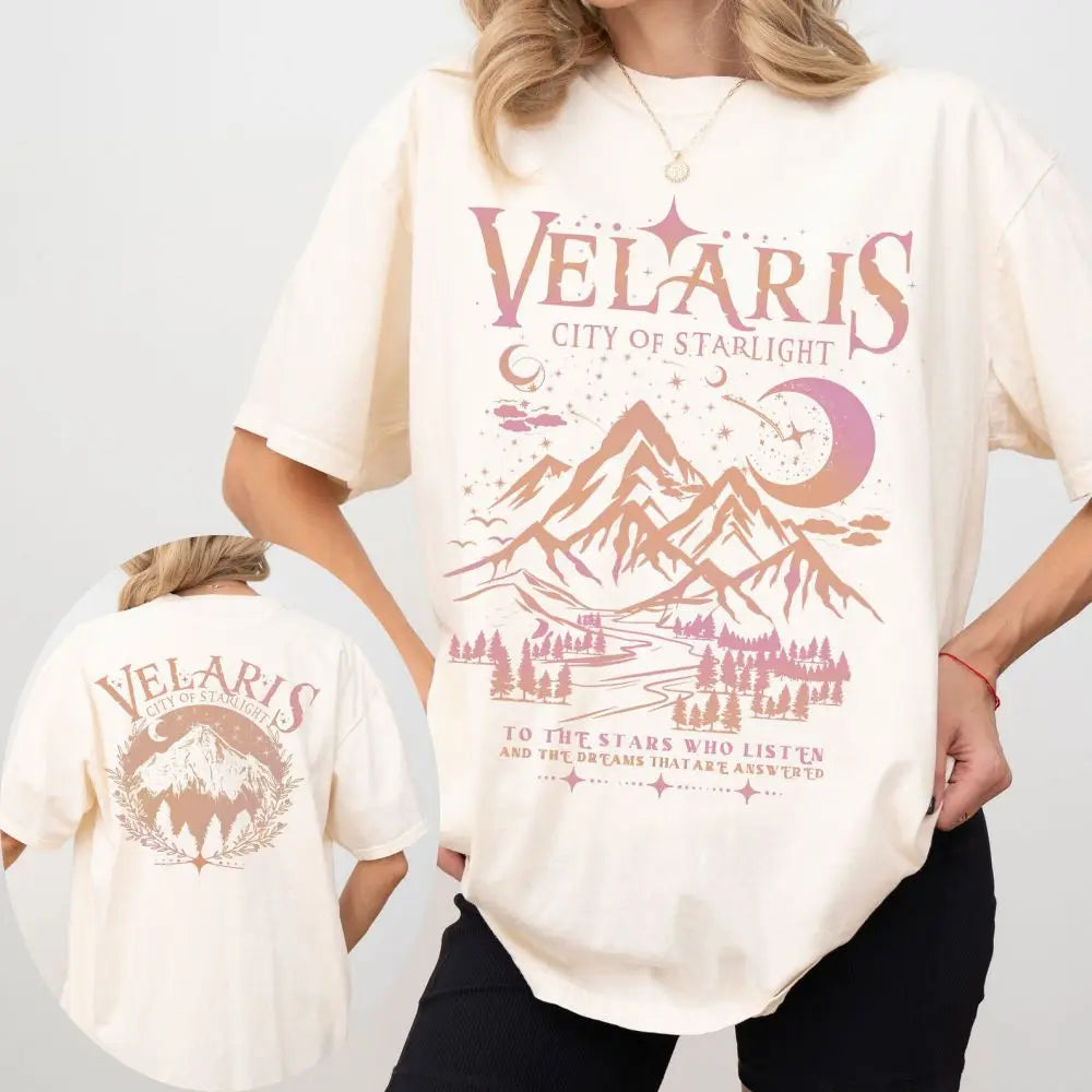 Pydshop ACOTAR Velaris Shirt Sarah J Maas Book Boyfriend Book Lover Gift100% Cotton Loose Retro Shirt Unisex Tee Fantasy Apparel Y2K Top