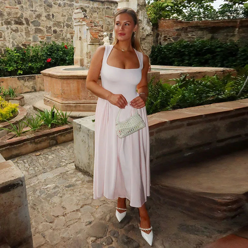 Chic Square Neck Summer Dress