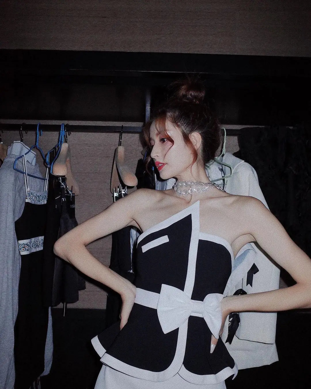 Pydshop Black Tube Top with Contrast Bow