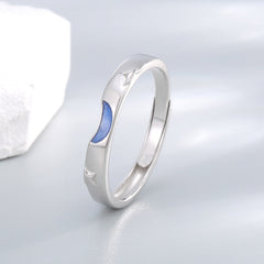Silver Sun Moon Couple Ring Set