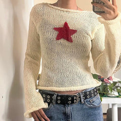 Pydshop Star Embroidery Knitted Top