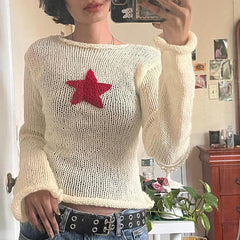 Pydshop Star Embroidery Knitted Top