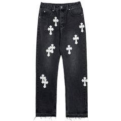 Straight Leg Jeans Cross Patch