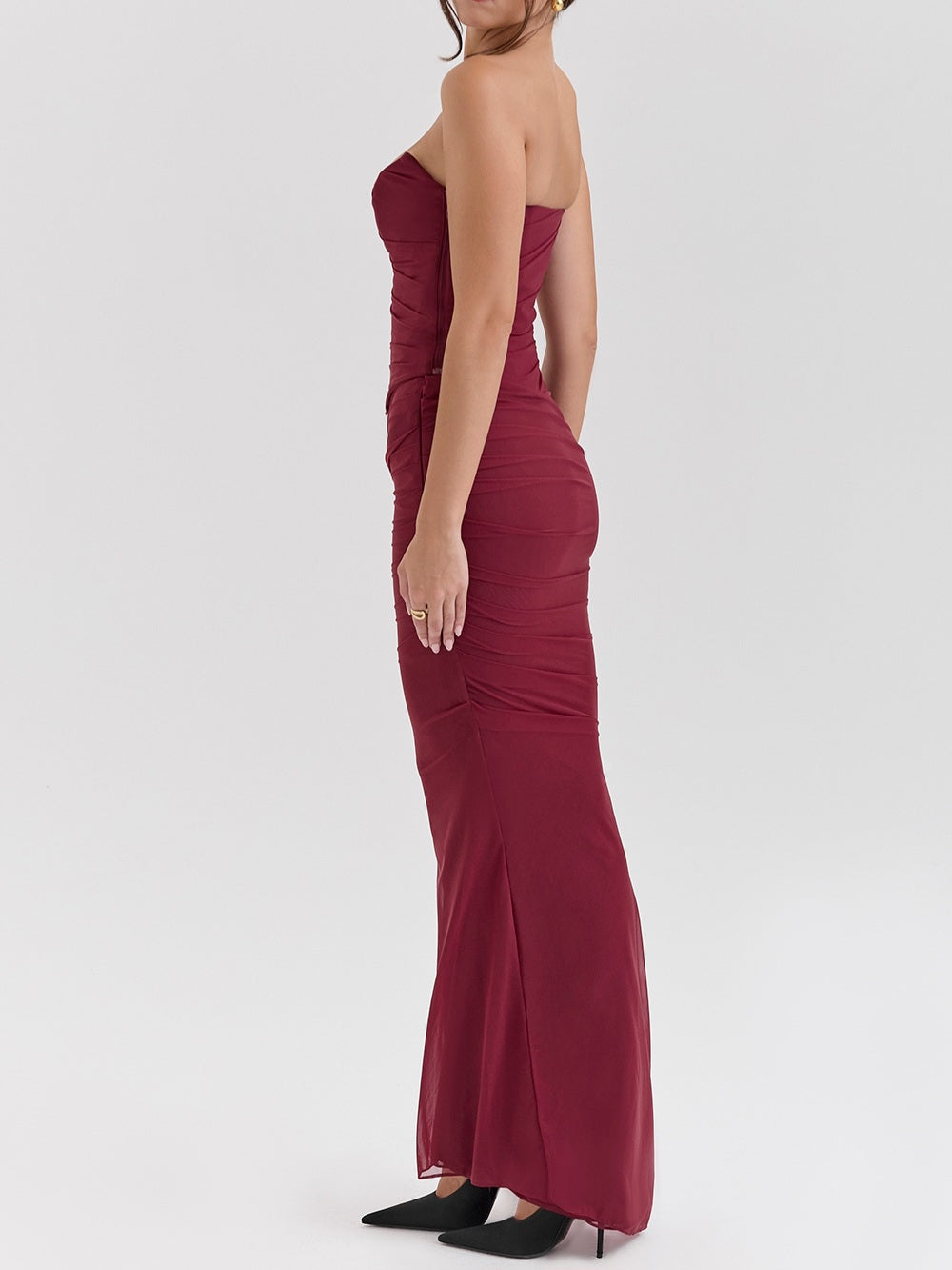 Strapless Corset & Fluted Hem Maxi Skirt Set