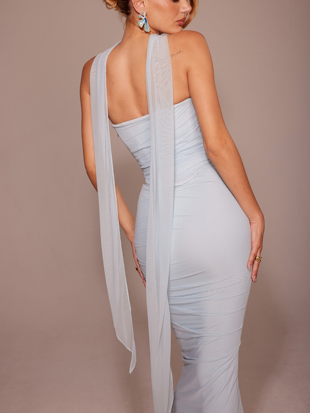 Strapless Corset & Fluted Hem Maxi Skirt Set