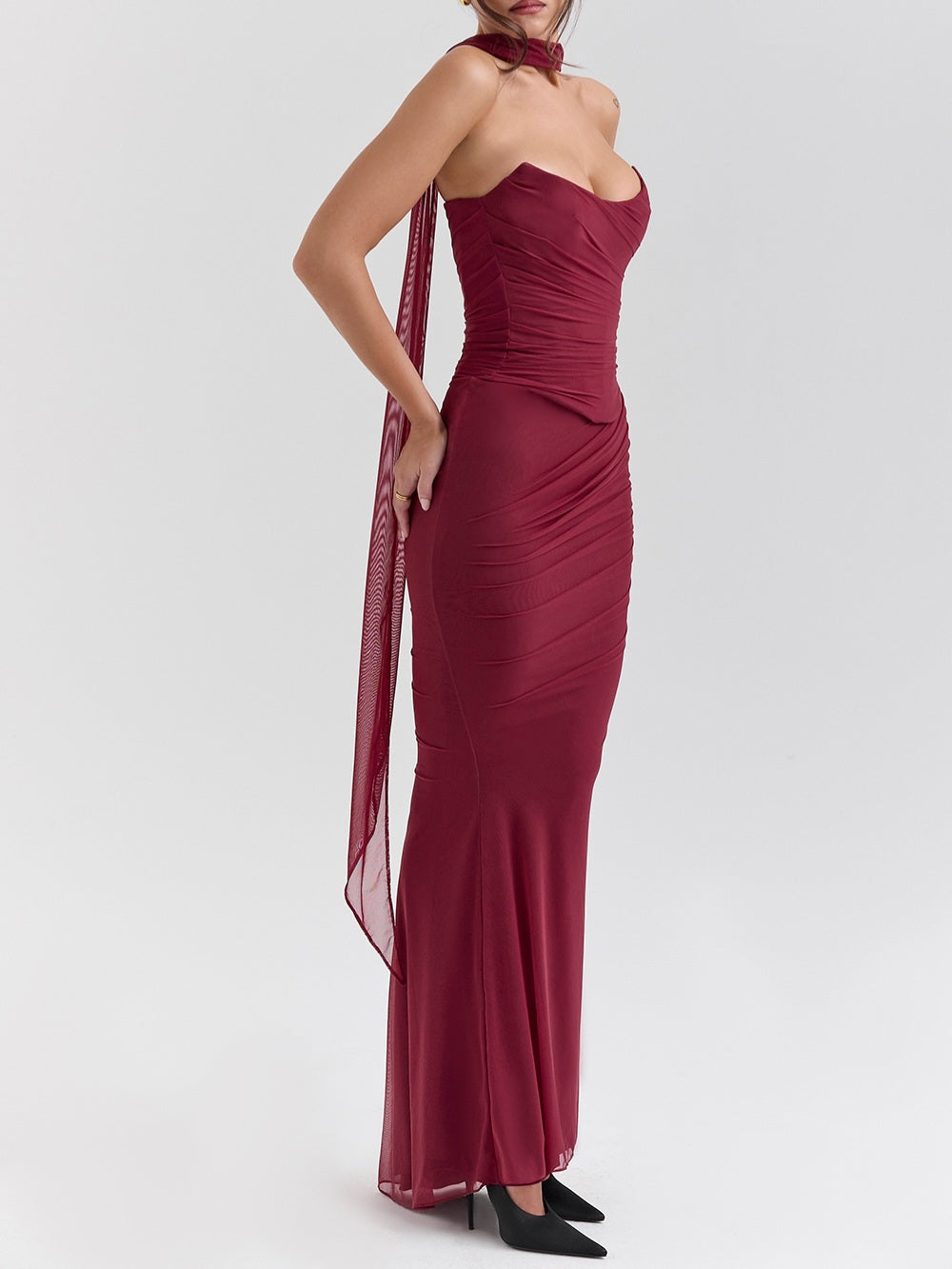 Strapless Corset & Fluted Hem Maxi Skirt Set