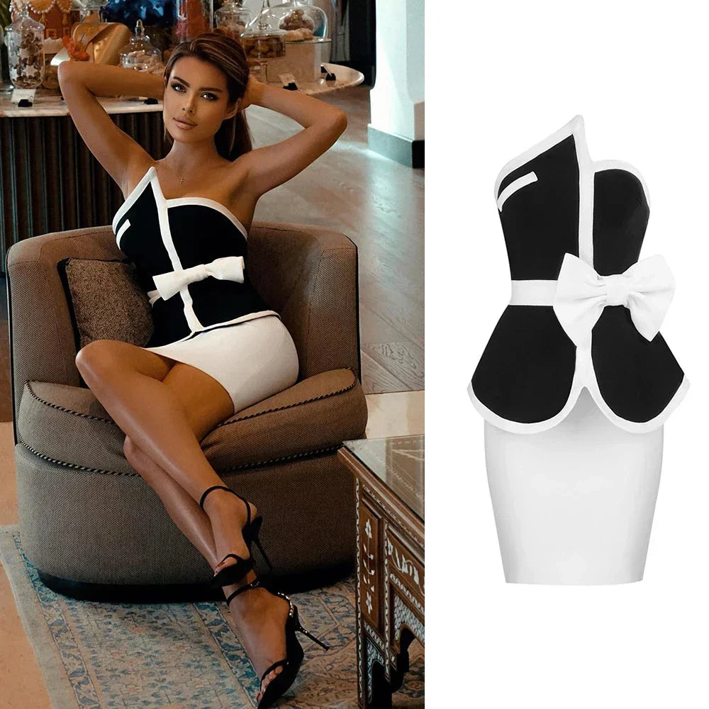 Pydshop Black Tube Top with Contrast Bow