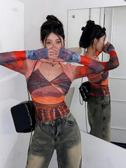 Pydshop Y2K Sunset Mesh Top