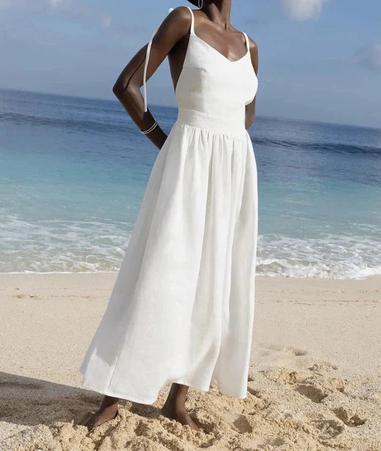 A-line Sling Cotton V-neck Dress
