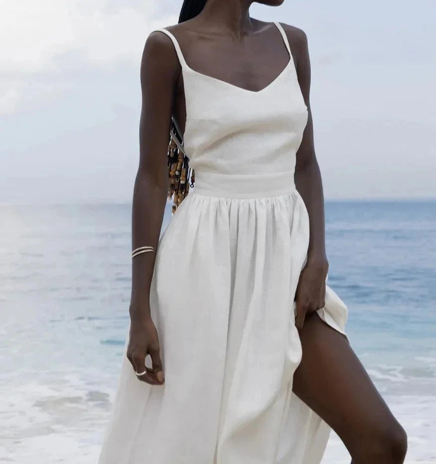 A-line Sling Cotton V-neck Dress
