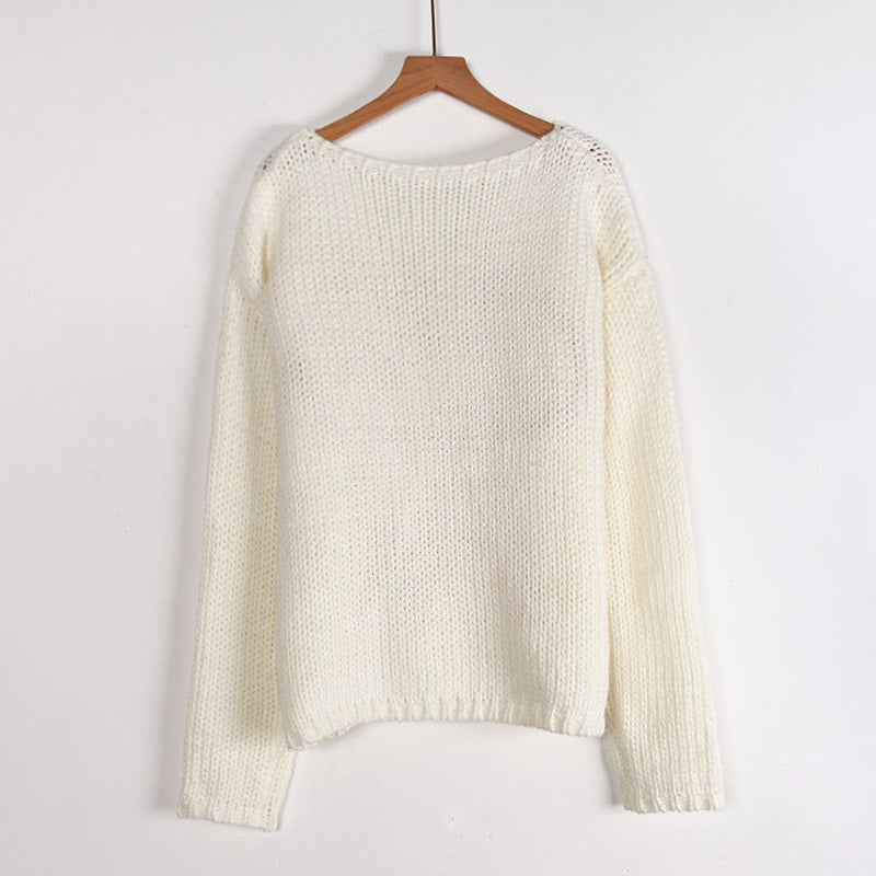 Pydshop Bows Long Sleeve Knitted Sweater For Women Casual Loose O Neck Crochet Pullovers Winter New Female Splice Sweater Top