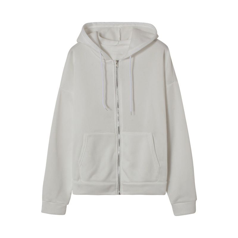 Pydshop Winter Sweatshirt Hoodie Oversize Fleece Hooded Cardigan Black White Women Clothes Solid Zip Up Hoodies Tops Long Sleeves
