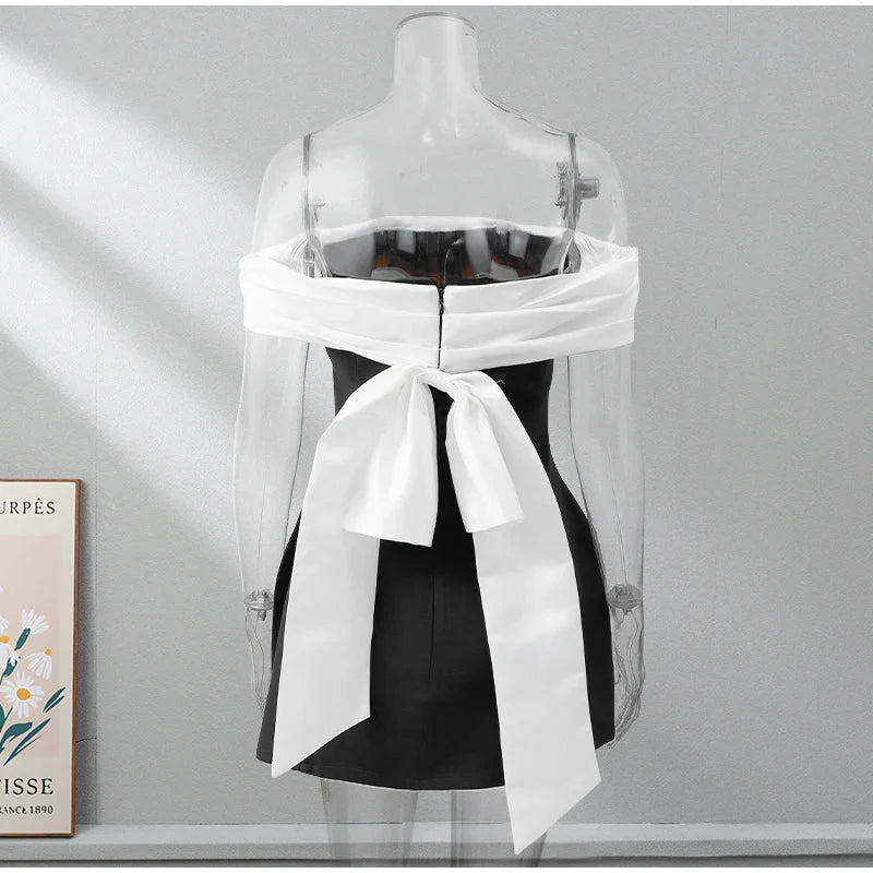 Back Bow Off-Shoulder Mini Dress