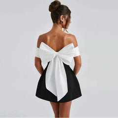 Back Bow Off-Shoulder Mini Dress