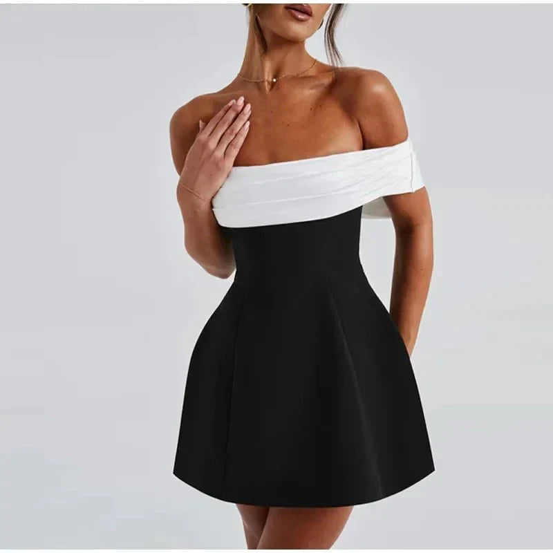 Back Bow Off-Shoulder Mini Dress