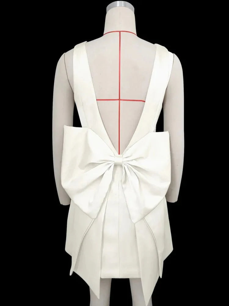 Backless Bow Mini Dress