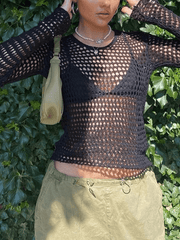 Pydshop Backless Crochet Hollow Knit Crop Top