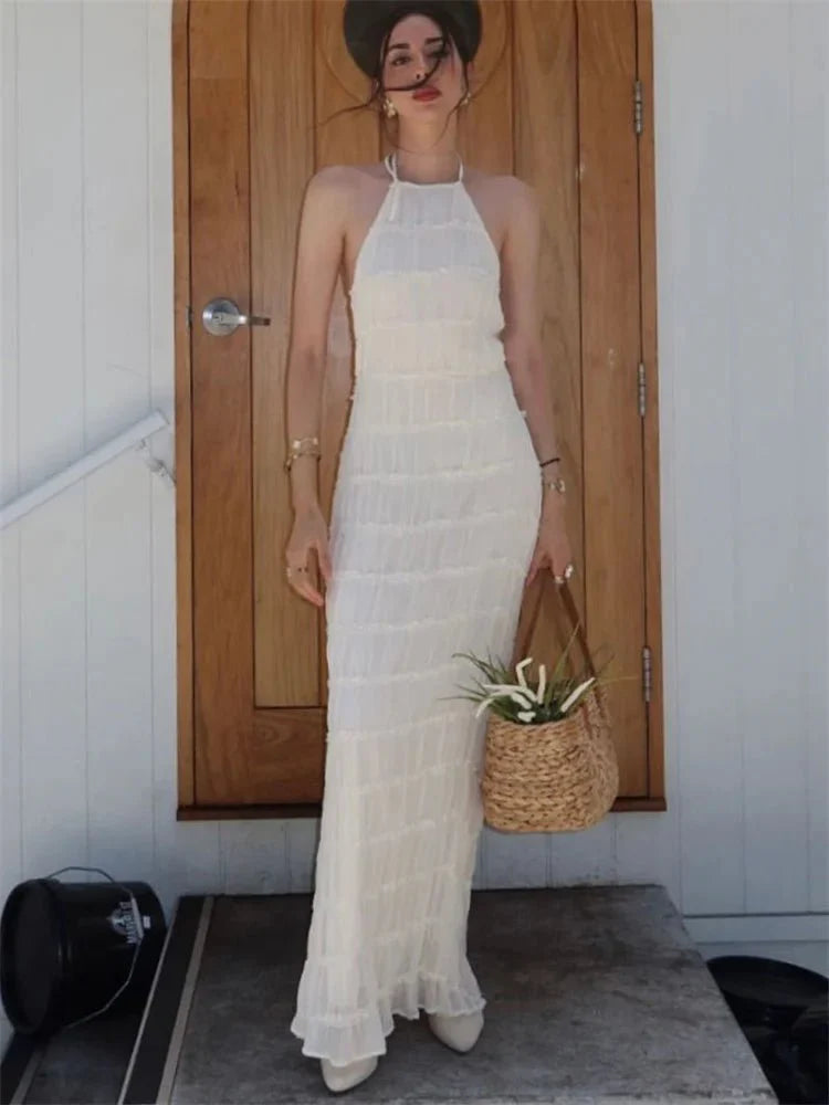 Backless High Waist Beach Dress