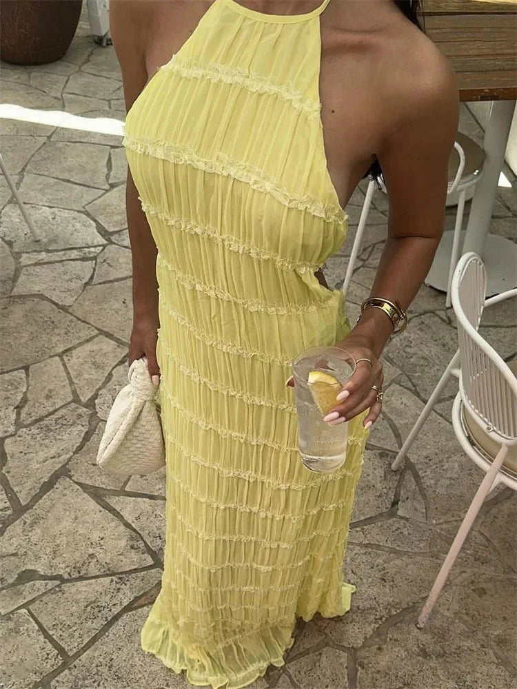 Backless High Waist Beach Dress