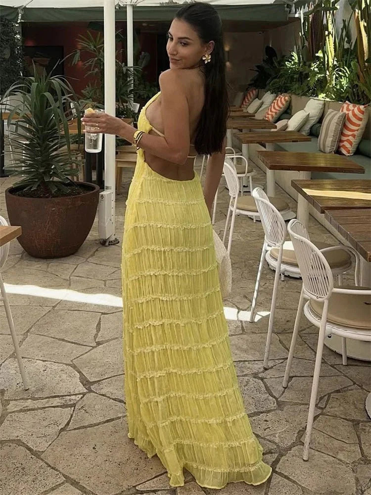 Backless High Waist Beach Dress