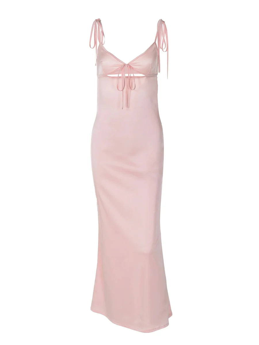 Backless Lace-Up Cut-Out Midi Dress