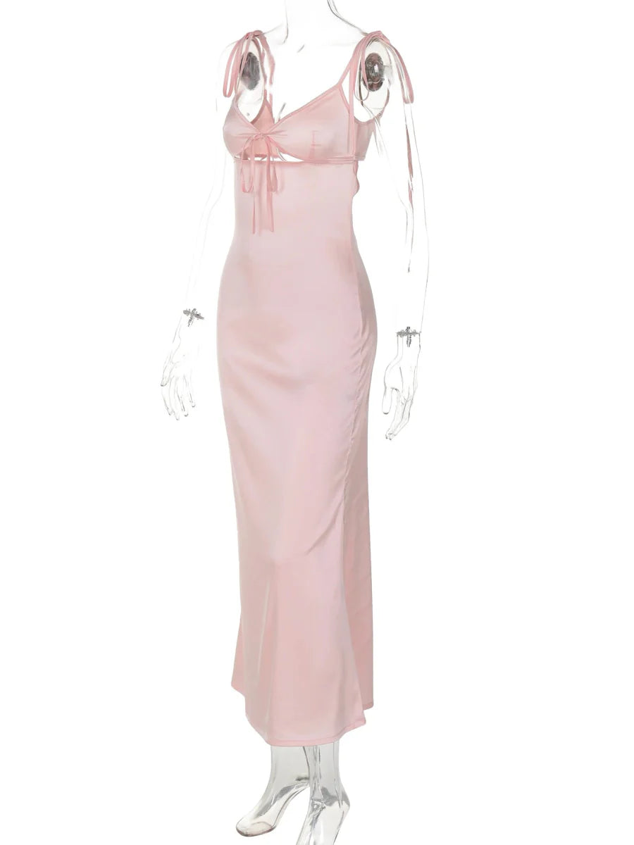 Backless Lace-Up Cut-Out Midi Dress