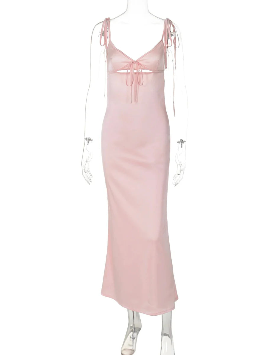 Backless Lace-Up Cut-Out Midi Dress
