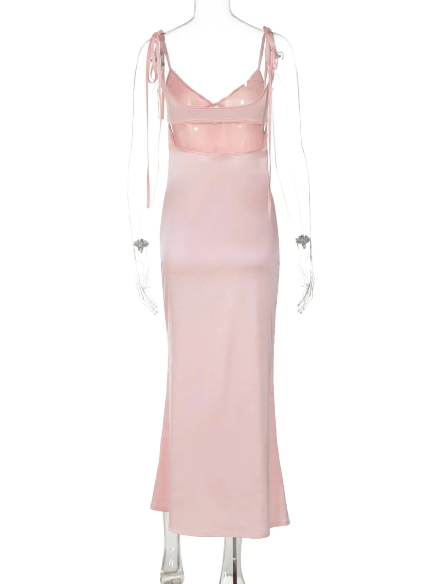 Backless Lace-Up Cut-Out Midi Dress