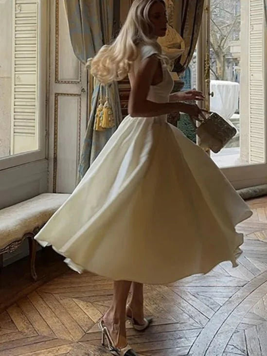 Backless O-Neck A-Line High Waist Dress