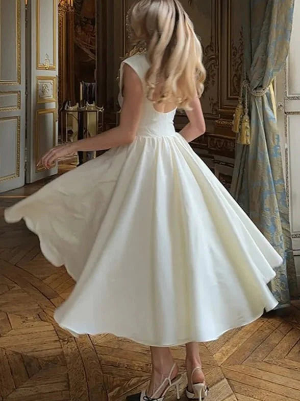 Backless O-Neck A-Line High Waist Dress